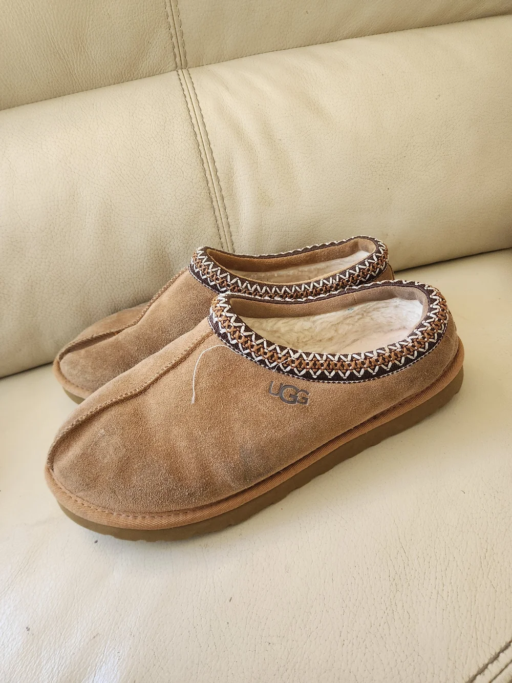 UGG Men’s Suede Slip-On Loafers in Chestnut Brown
